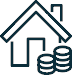 Blue house with coins