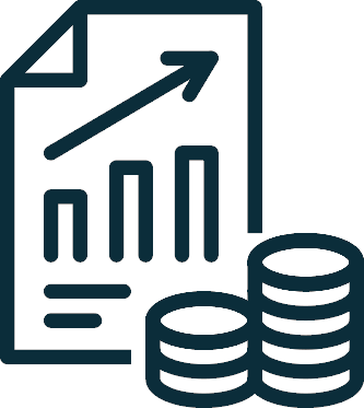 Graphs pointing up with coins